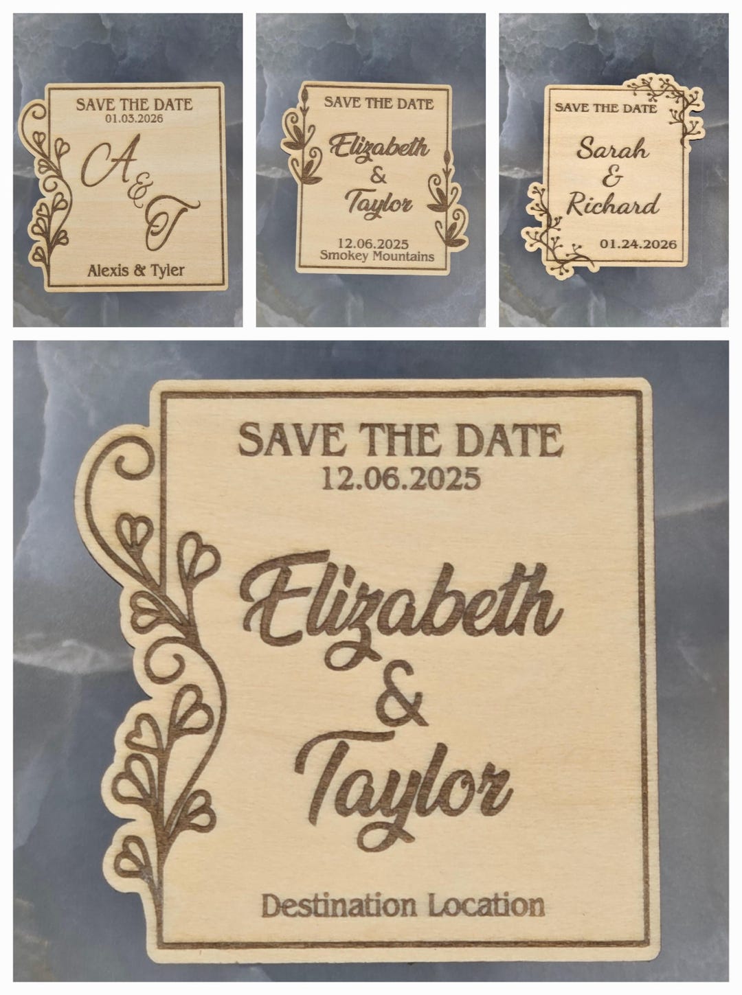 Custom Wood Save the Date Magnet | Rustic Wedding Keepsake - Etsy