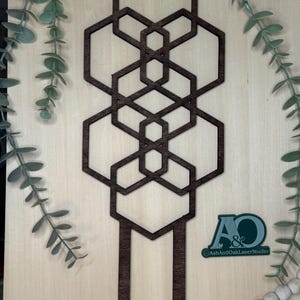 14&quot; Geometric Wooden Trellis | Laser-Cut Design | Indoor Plant Support | Decorated Potted Trellis