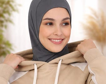 Sport Ready Hijab Women – No Pin Instant Hijab, Modest Sport Headscarf, Solid Color Islamic Cover, Breathable Neck Cover, Muslim Hijabi Gift