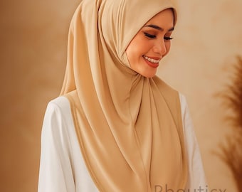 Hiyab instantáneo listo para usar para mujeres musulmanas: hiyab deportivo de jersey elástico, cómodo y fácil de poner.