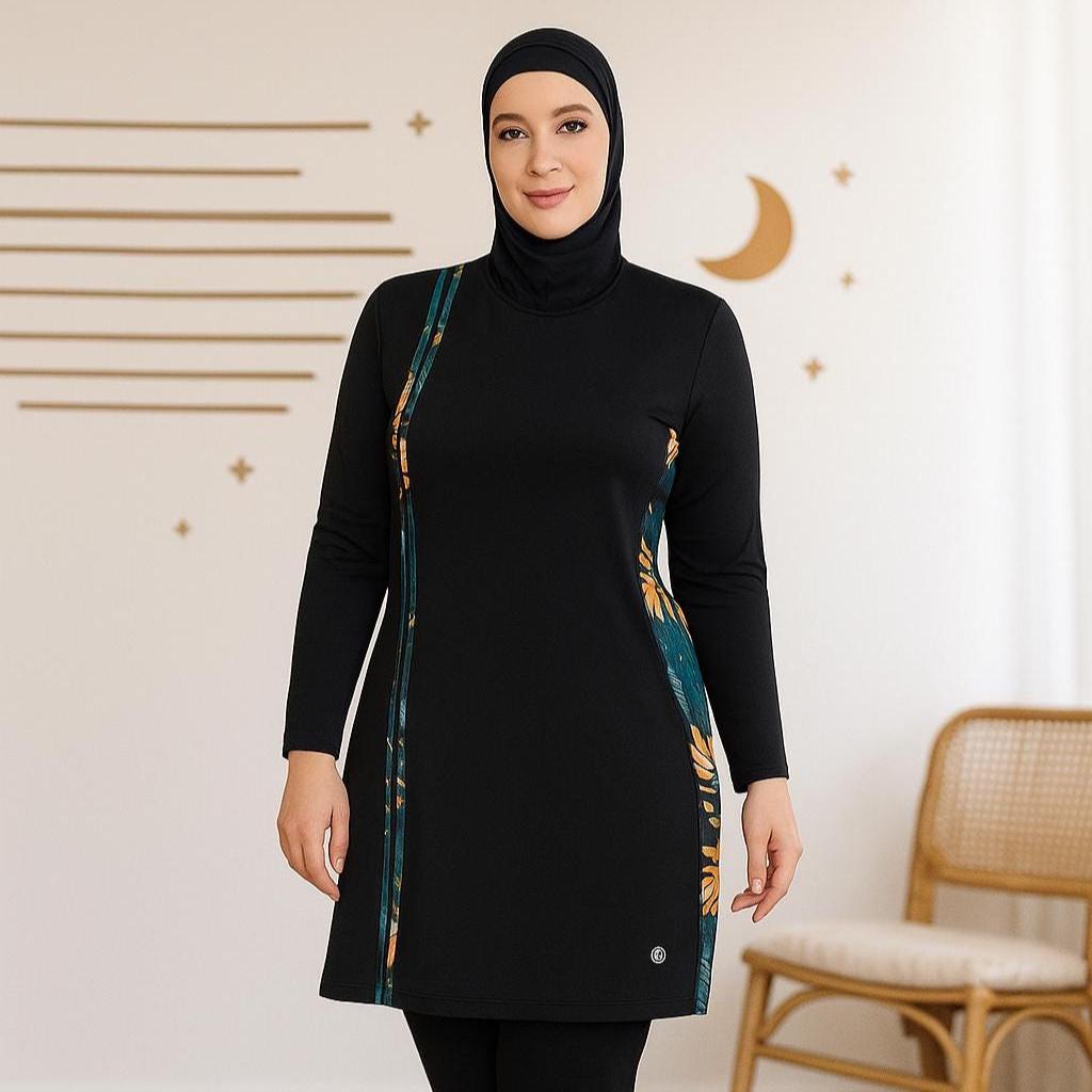 3-Piece Modest Burkini for Women | Hijab + Long Top + Pants | Islamic Swimwear Up to 6XL | Muslim Swimsuit | No Built-in Bra