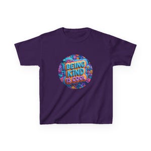 Kids Graphic Tee - &#39;Being Kind is Cool&#39; Motivational T-Shirt, Youth Apparel, Spring Gift, Kindness Awareness, Fun Outfit