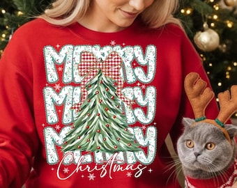 Christmas Tree Sweatshirt, Coquette Holiday Shirt