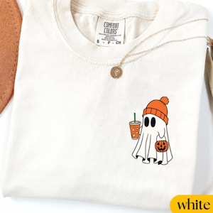 Comfort Colors® Сute Little Ghost Coffee t-shirt, Cute Boo Ghost Tee, Ghost Coffee Shirt, Ghost Pumpkin Halloween, Halloween Coffee Lovers