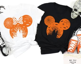 ミッキーとミニーのハロウィンカップルシャツ、ハロウィンお揃いTシャツ