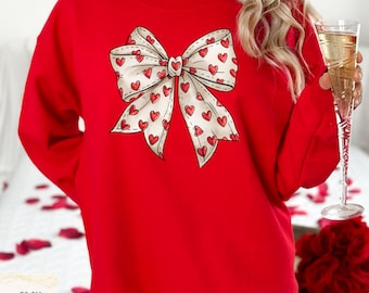 Coquette Valentijnsdagsweatshirt met strik, retrohartshirt