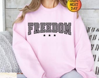 Checkered Freedom Sweatshirt: Patriotic Civil Rights Tee