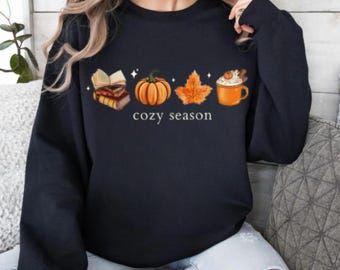 Cozy Season Sweatshirt: Fall Books & Pumpkin Latte Shirt