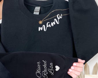 Sudadera personalizada para mamá, con nombres de niños en la manga, regalo para el Día de la Madre