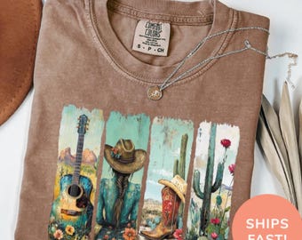 Comfort Colors Coquette Cowboy Shirt: Western Cowgirl Bow Tee