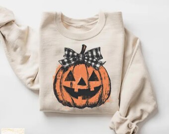 Coquette Pumpkin Bow Sweatshirt: Fall Comfort Colors Cotton Blend