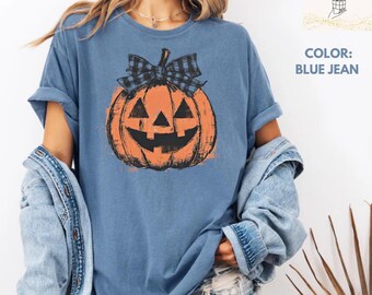 Coquette Fall Comfort Colors Shirt: Pumpkin Patch Bow T-Shirt