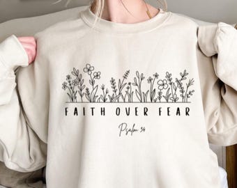 Sudadera cristiana "La fe supera el miedo": Salmo 34 (Versículo bíblico)