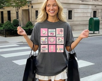 Vintage Beach Summer Vacation Shirt, Coastal Beach Apparel, Beachy Tee, Vintage Stamp Shirt for Women, Cute Summer Clothes, Sea Lovers Shirt