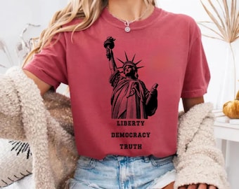 Camiseta FDT Libertad, Democracia y Verdad: Camiseta con colores cómodos anti-Trump