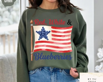 Sweat-shirt vétéran : drapeau américain, étoile bleuet - Cadeau du jour de l'indépendance