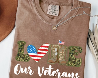 Comfort Colors Proud Veteran Tee: Patriotic Military Shirt