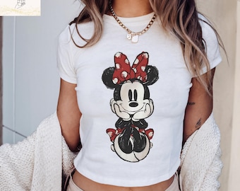 Retro Minnie Mouse Disney Baby Tee, Vintage Minnie Baby Tee, Magic Kingdom Shirts, Classic Mickey Baby Tee, Y2k 90s Style Minnie Mouse Tee