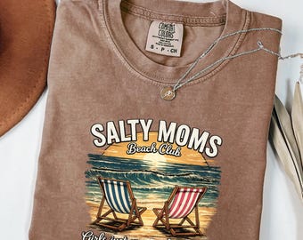 Beach Shirt, Salty Moms Beach Club Shirt, Summer Vibes Shirt, Aesthetic Beach T-shirt, Girls Trip Shirt, Gift For Mama