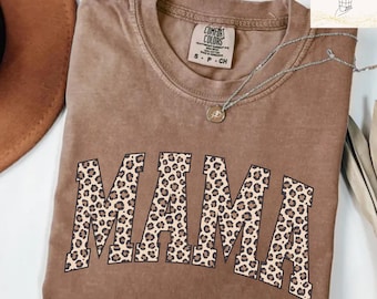 Comfort Colors Leopard Mama Shirt, Retro Mom T-Shirt