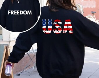 Sudadera con estampado Freedom USA, camiseta patriótica
