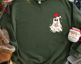 Retro Ghost Santa Christmas Sweatshirt