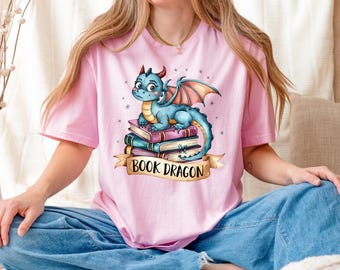Book Dragon T-Shirt, Fantasy Reader Shirt