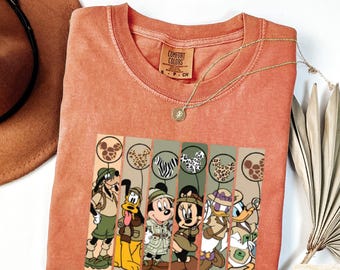 Comfort Colors Mickey and Friends Safari T-Shirt - Animal Kingdom Design