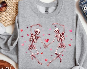 Sweat-shirt Saint-Valentin squelettes dansants, cadeau d'amour tendance