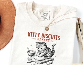 Camiseta con meme de gato "Confort Colors": camiseta de panadería de masa madre, regalo para amantes de los gatitos