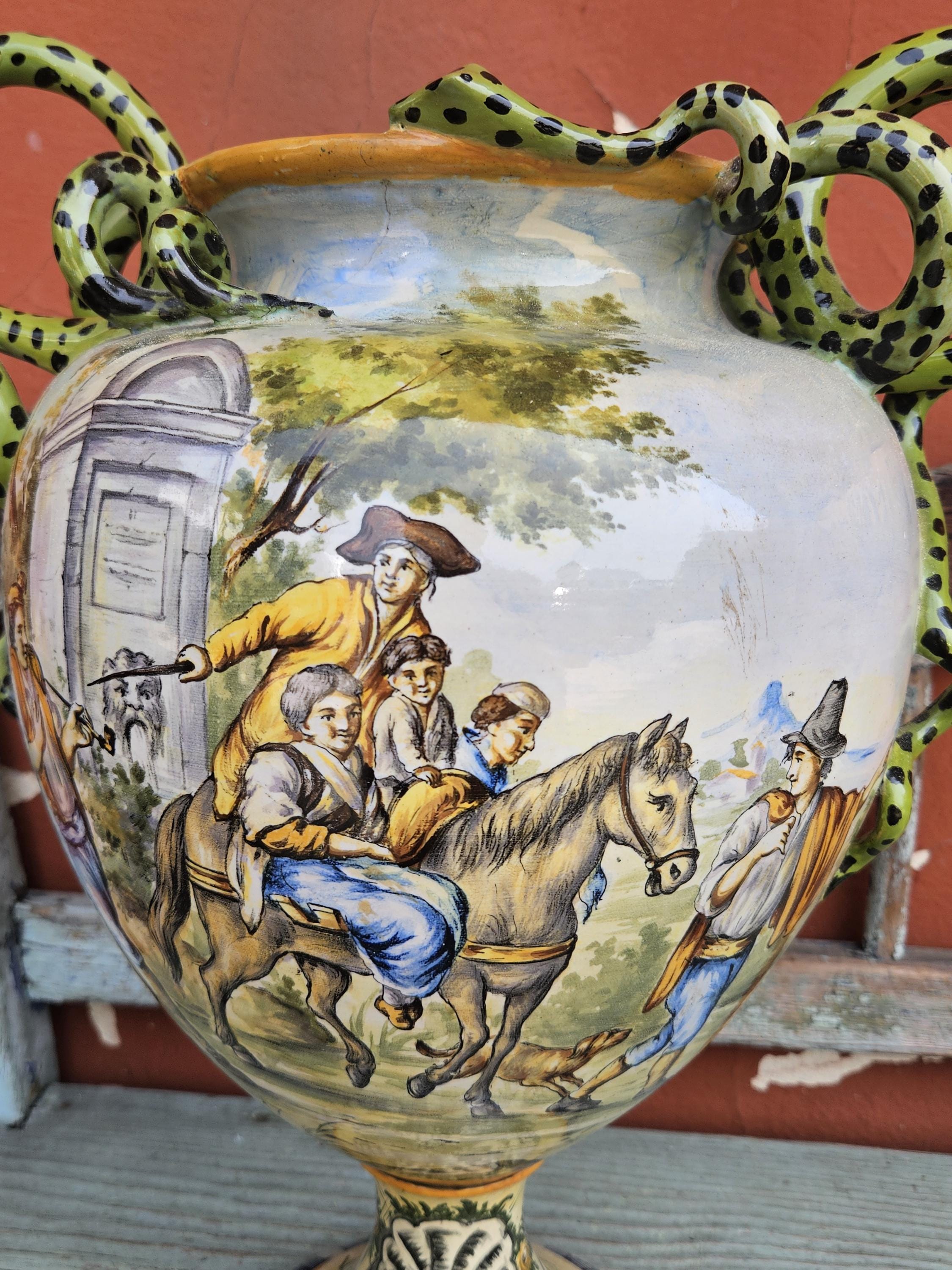 イタリア陶器　　両手花瓶 Amazon.co.jp: イタリア製 バラ 陶花 両手付 小 花瓶