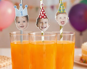 Custom Face straws, Birthday Party Decorations, Face on straw, Prank friends, Party favors