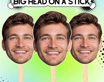 Visage sur bâton, grosse tête sur bâton de 8 x 5 pouces, Visage découpé personnalisé, EVJF personnalisée, Accessoires de fête de mariage