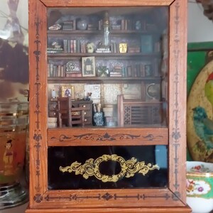 Roombox Diorama Inside an Antique Clock Box Explorer's Room H27 x W17.5 x D9 cms image 2