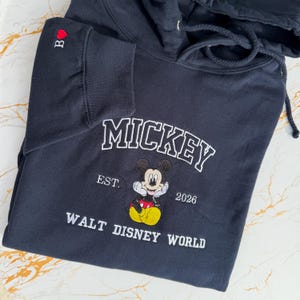 Mickey and Minnie Couple Embroidered Sweatshirt - Minnie Mouse Hoodie -Disney Matching Sweatshirt - Couple Disney Jumper With Initials image 4