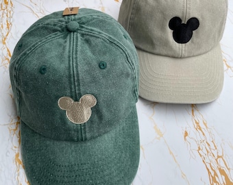 Vintage Mickey Mouse Embroidered Dad Hat - Washed Cotton Cap