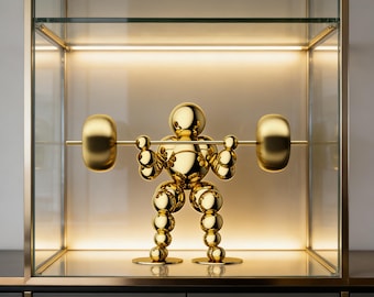 Abstract Metal Ball Weightlifter Statue | Modern Art Home Decor |  Office Desk Accent | Unique Gym Lover Gift | Living Room Decoration