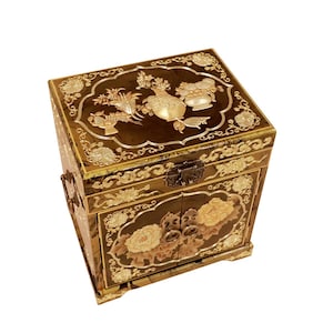 Handgefertigte Erbstück Lack Schmuckschatulle - Floral Vintage Andenken für Frauen, Lindenholz Multi-Schubladen Aufbewahrungsgeschenk für Frau/Tochter/Lehrer