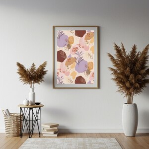 Boho Floral Wall Art Digital Download – Colourful Modern Botanical Print – Printable Bohemian Home Decor – Instant Art Download