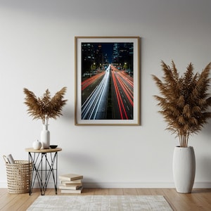 Long Exposure City Street at Night – Urban Photography Wall Art - Digital Download