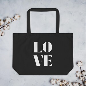 Large organic cotton bag - &quot;Love&quot; | Tote bag, gift idea, everyday helper, beach bag, shopping bag, gift