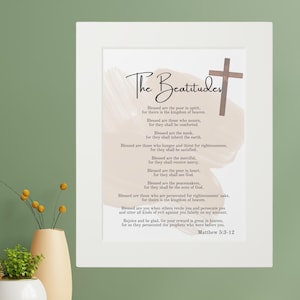The Beatitudes, Sermon on the Mount - Christian artwork, Inspirational Wall Art Print, Christian Home Decor, Faith-Based Gift, Spiritual Art