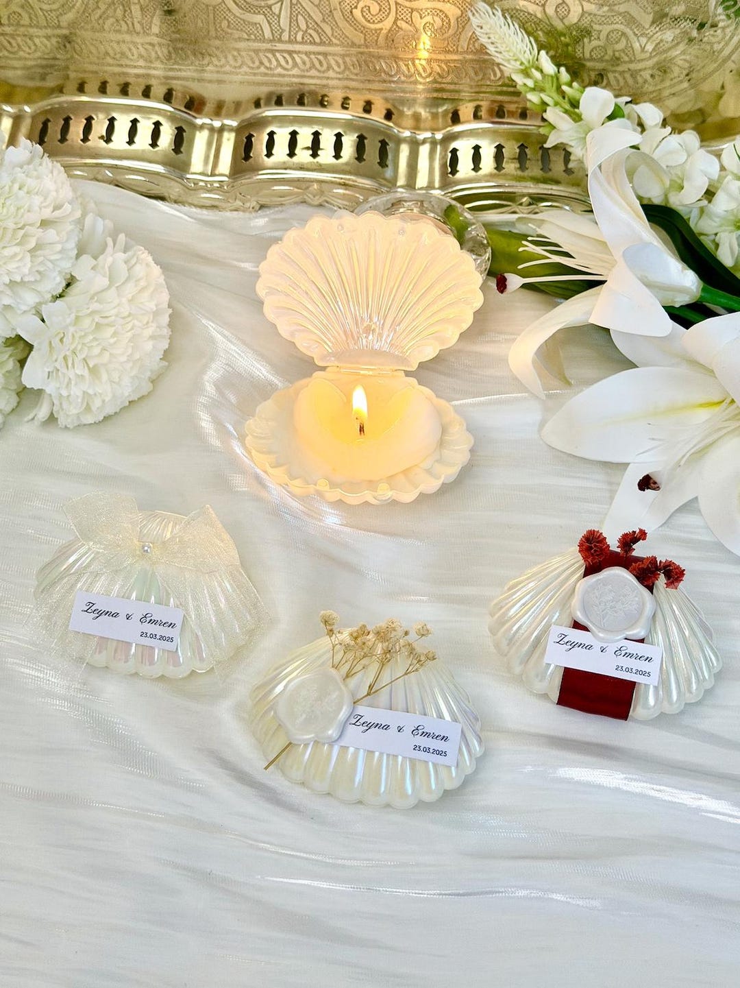 Shell Favour Shell Candle Wedding Favour Engagement Baby Shower Birthday Christening ...