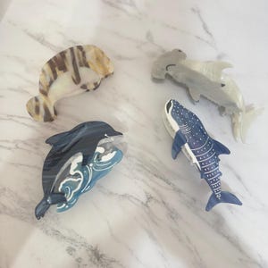 Leaping Whale Hair Claw Clip, Ocean-Inspired Acetate Hair Clips, Cute Whale Hair Clips, Ocean Animal Hair Accessories, Blue Whale Claw Clips