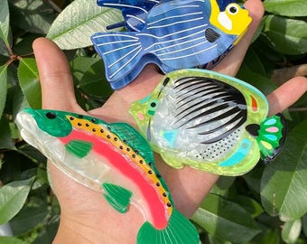 Jellyfish Hair Clip, Fish Claw Clip, Ocean Sea Animal Claw Clip, Blue Dolphin Shark Claw Clip, Whale Shark Hair Claw Clips, Whale Hair Clips