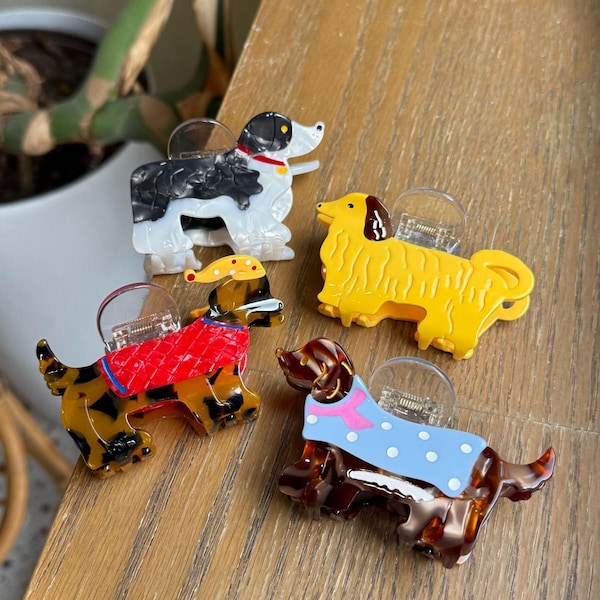 Hunde Haarkralle Clips, niedliche Hund Kralle Clip, Tierkralle Clip, Acetat-Haarspangen, Mode Klauenclip, Spaß Klauenclips, Kreative Klauenclip