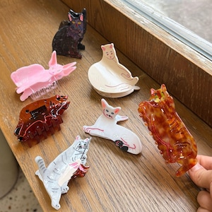 Red brown kitten Claw Clips, Cat Claw Clip,Animal catching Claw Clip, Acetate Hair Clips,Fashion Claw Clip,Fun Claw Clips,Creative Claw Clip