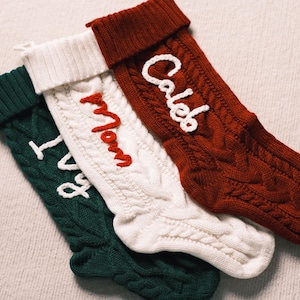Handcrafted Knit Holiday Stockings – Personalized with Family Names | Rustic Decor