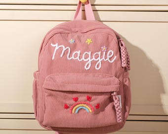Personalized Corduroy Toddler Backpack: Custom Embroidered Name