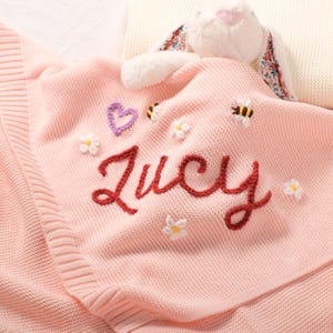 Embroidered Name Knit Baby Blanket: Personalized Organic Cotton